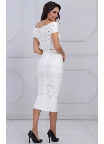 Conjunto bandagem on sale saia e blusa