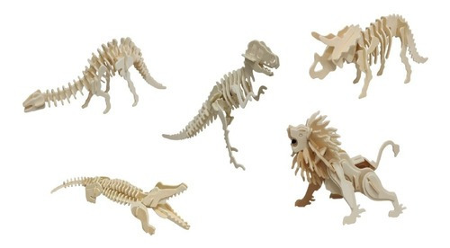 Rompecabezas 3d Dinosaurios T-rex, Mamut, Triceratops 5 Mode