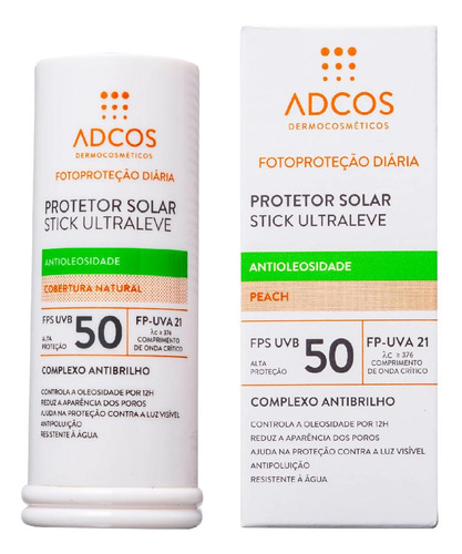Protetor Solar Facial Adcos Stick Ultraleve Fps50 Peach 15g