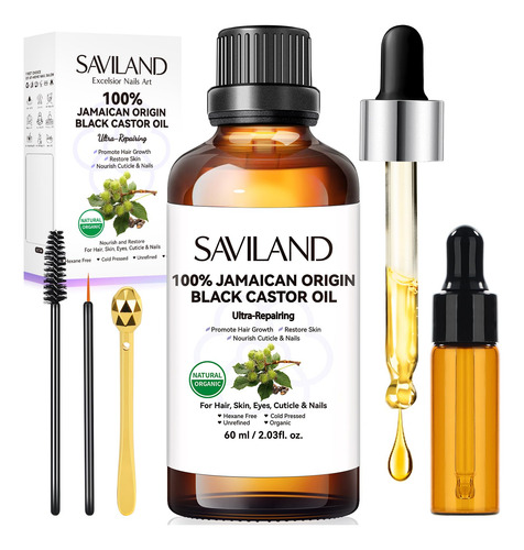 Aceite De Ricino Saviland, Negro Jamaicano, Orgánico, Prensa
