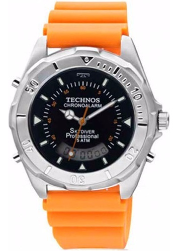 Relógio Technos Masculino Skydiver T20562/8l Laranja Anadigi