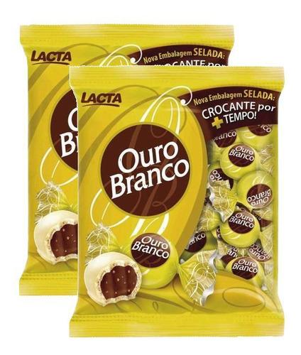 Kit 2 Bombom De Chocolate Branco Lacta Ouro Branco 1kg