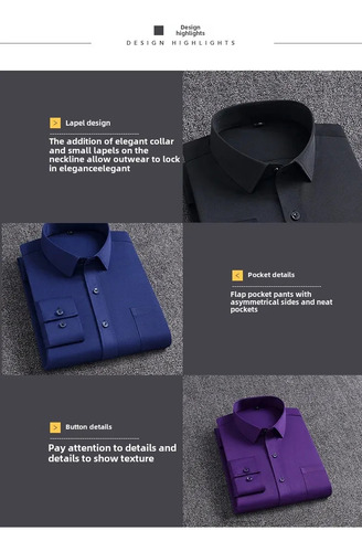 Camisa De Negocios Elástica Sin Arrugas De Manga Larga Para