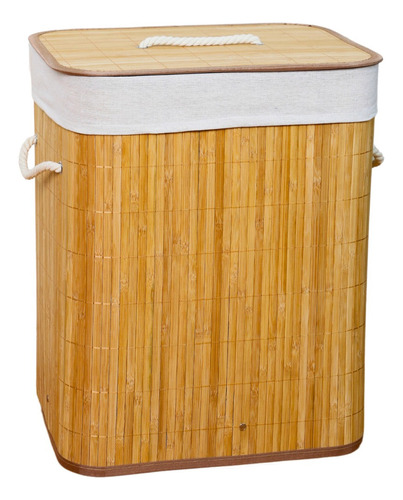 KONTUZ cesto de roupa suja de bambu com tampa e alças 50L cor natural