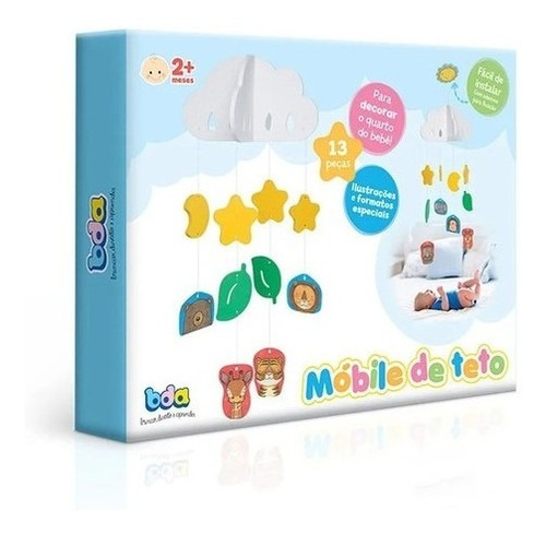 Imagem 2 de 3 de Móbile De Teto - 13 Peças Nuvem De Bichinhos Safari Nuvens