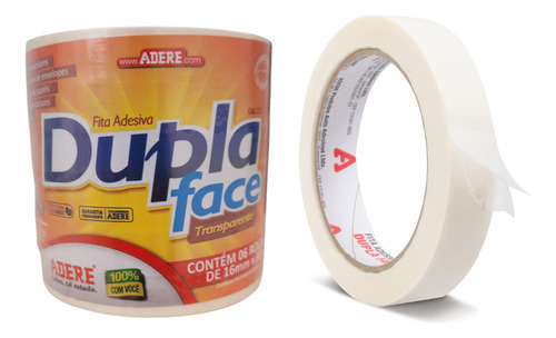 Kit 6 Fita Dupla Face Transparente 16mm X 30m Estilo Durex