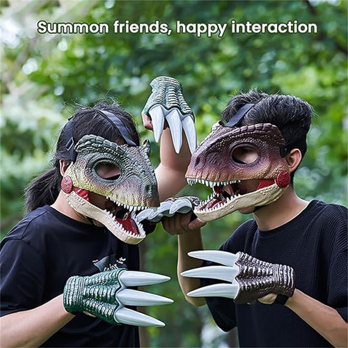 Máscara De Dinosaurio De Plástico Duro Con Mandíbula Móvil,