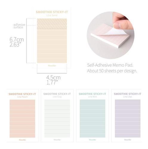 Smoothie Line It 5p Set Bloc De Notas Autoadhesivo 50 ...