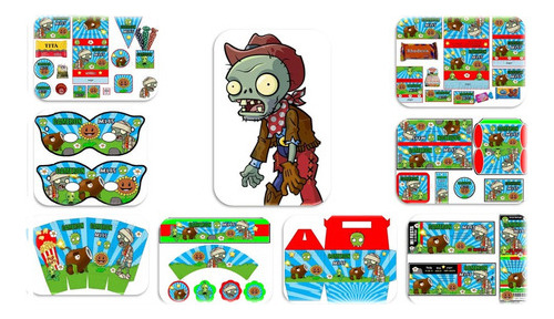 Kit Imprimible Editable Cumpleaños  Plants Vs Zombies