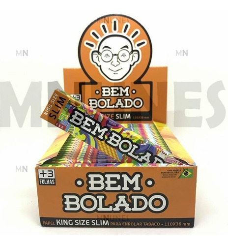 Caixa Seda Bem Bolado Laranja King Size Slim Com 50 Livretos