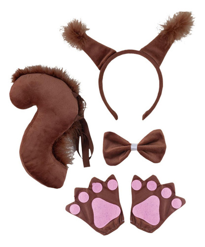 . Disfraz De Halloween Con Orejas Y Cola Marrón Con Guantes