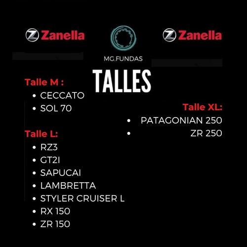 Imagen 4 de 9 de Funda Cubre Moto Zanella Rz3 Rx 150 Zr 150 Zapucai Custom