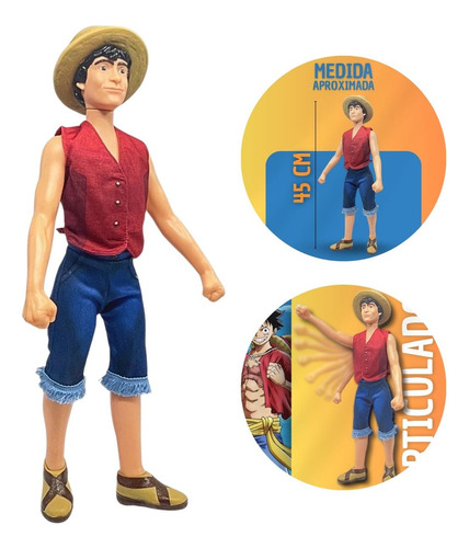 Boneco Monkey D. Luffy One Piece Netflix 45cm Articulado