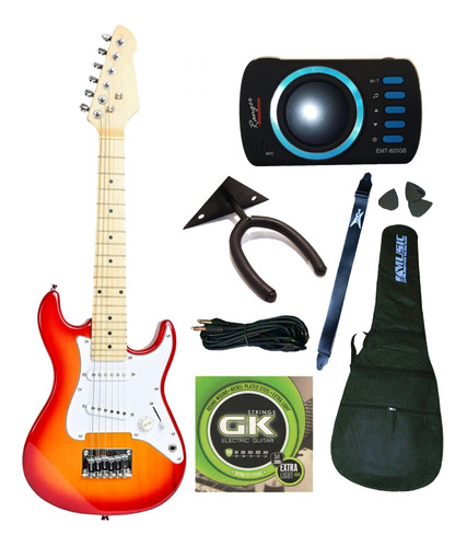Combo Premium Guitarra Electrica Niños + Accesorios 