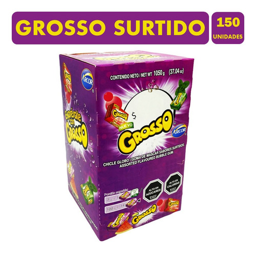 Chicle Grosso Sabores Surtidos Caja Con 150 Gomas De Mascar