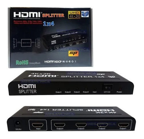 Splitter De Video 1080p Hdmi 1 Entrada X 4 Salidas Jahro