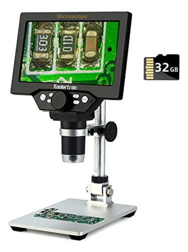 Microscopio Usb Digital Lcd De 7 Pulgadas Con Tarjeta Tf De
