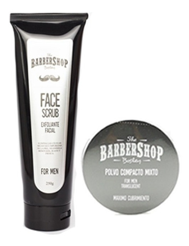 Kit Barbershop Polvos Compactos+ Exfoliante Facial Hombre 