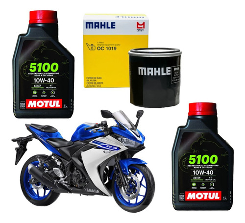 Troca De Oleo E Filtro Yamaha Yzf R3 Motul 5100 10w40 2lts