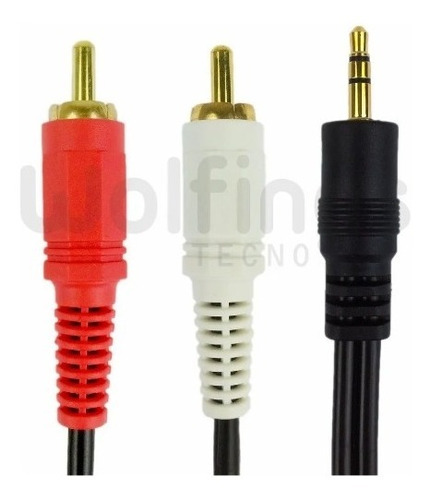 Imagen 1 de 5 de Cable 2 Rca - 1 Miniplug 3,5 Mm. 10 Metros Macho-macho Audio