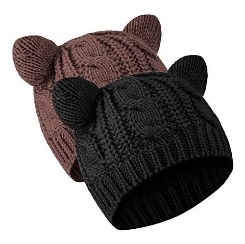 Gorro Con Orejas De Gato, Gorro De Punto Con Diseño De Gato