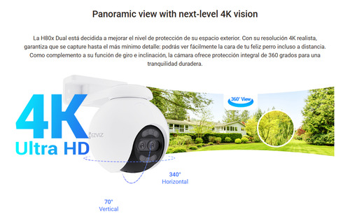 Cámara Seguridad Wifi Domo Exterior Ezviz Dual 8mp Autozoom