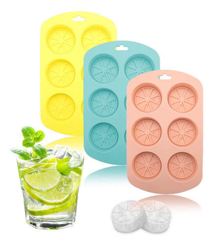 3 Pcs De Silicona Para Cubos De Hielo Bandeja Limón Plastico