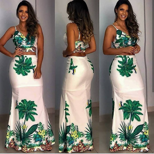 vestido tropical longo