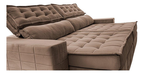 Sofá Retrátil 2,15m Cama Inbox Big Puffer. Com Softgel d40 Cor Castor