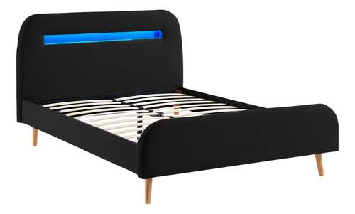 Cama King Size Moderno Luces Led Bossa Diamond Base Color Negro