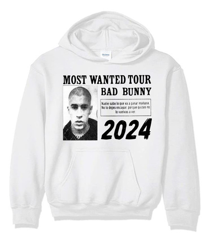 Sudadera Hoodie Bad Bunny Most Wanted Tour 2024 Merch 