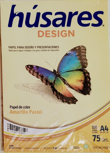 Resma A4 Húsares 75gr Colores Surtidos Design X100 Hojas  