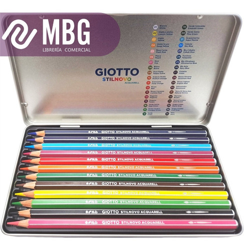 Imagen 2 de 6 de Lapices De Color Giotto Stilnovo Acuarelables 3.3mm Lata X12