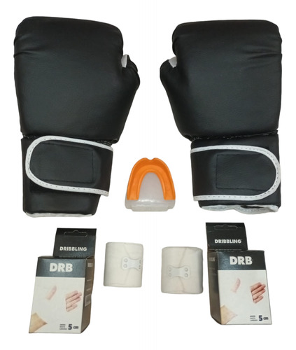 Combo Guantes Boxeo Kick Boxing Muay Thai + Bucal + Vendas 