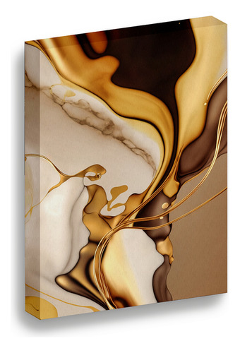 Cuadro Lienzo Canvas Arte Liquido Beige Oro Café 30*40cm