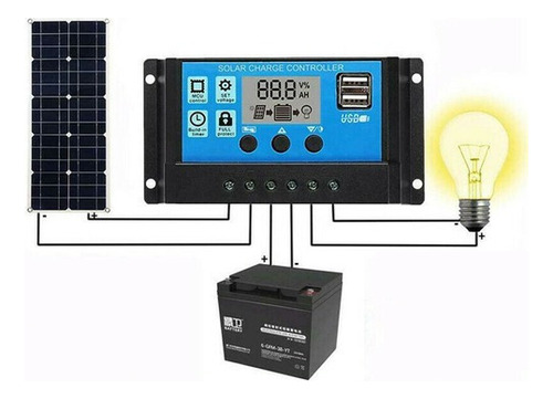 100w Panel Solar 40a Controlador Lcd 12v Cargador De Baterí