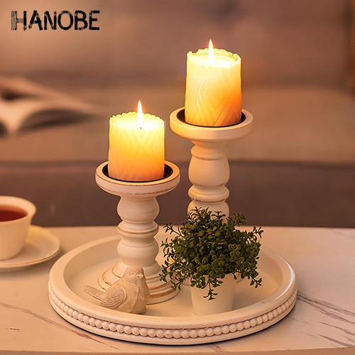Hanobe Bandeja Decorativa De Madera: Bandeja Redonda De Cuen