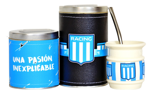 Combo Yerbera Azucarera Mate Plastico Racing Club Futbol