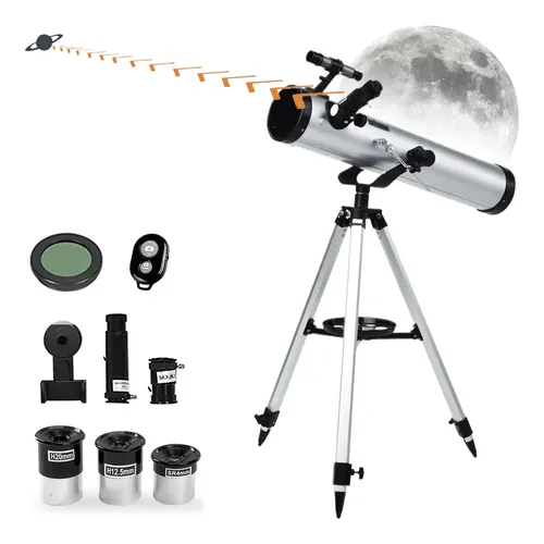 Reflex TITANIUM 120cm LED付 ミラークロック Telescópio Astronômico Lunar Refletor 76mm Focal 700mm | Frete grátis