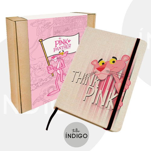 Libreta  Pantera Rosa Personalizada  Pasta Dura Artesanal