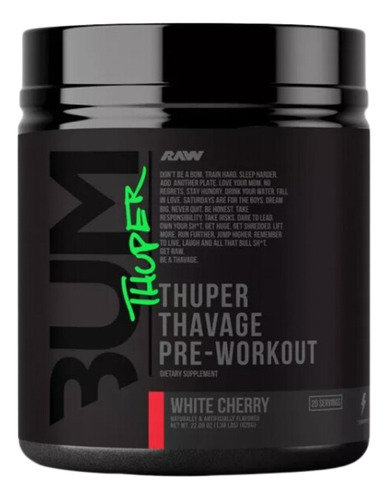 Raw Nutrition Cbum Thuper Thavage 20 Serv Sabor White Cherry