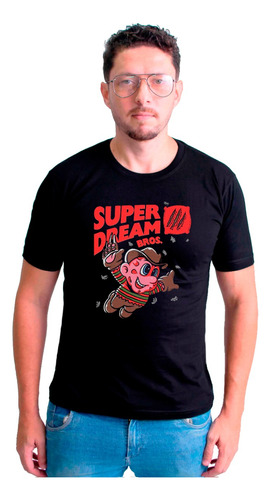 Camiseta Masculina Unissex Freddy Krueger Estilo Mario Bros