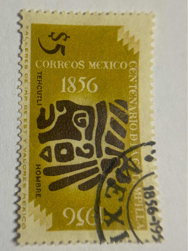 Sello Postal Mexico Centenario Estampilla Amarillo 5 Centavo