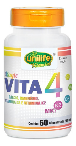 Vita4 - Calcio, magnesio, vitamina D3 y K2 60 cápsulas - Unilife