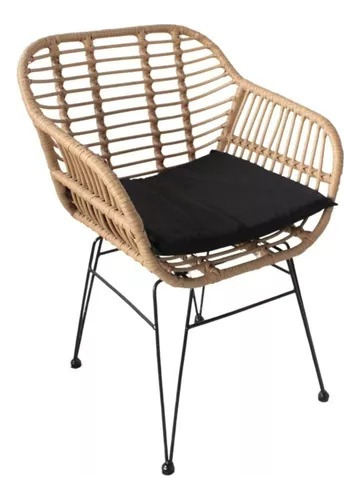 Sillas Exterior Rattan Sintetico Acero C/almohadon X2 Tcna 