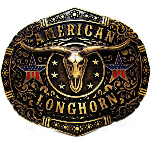 Fivela Country American Longhorn Original Eua Cowboy Luxo