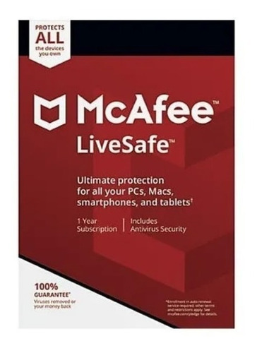 Antivirus Mcafee Livesafe Dispositivos Ilimitados 1 Año*