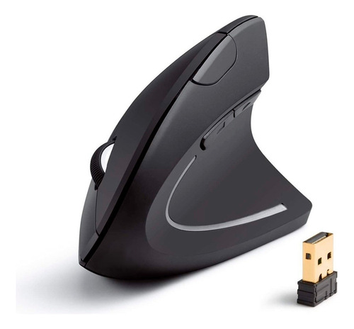 Mouse Vertical Ergonómico Inalámbrico 2.4 Ghz Alcance 10 Mts Negro