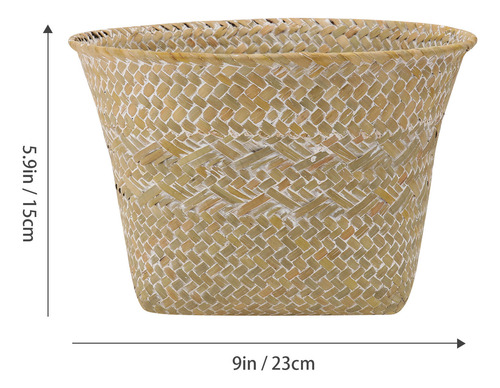Cesta De Almacenamiento Decorativa Multiusos De Paja Natural