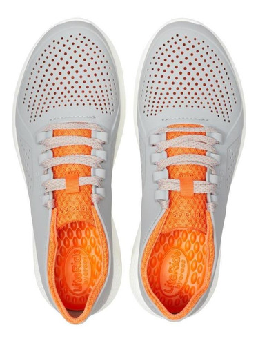 Imagem 4 de 6 de Crocs Literide Pacer Cinza/laranja